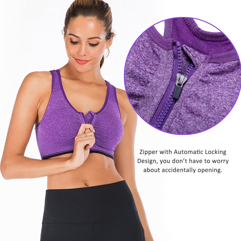 YEYELE Medium Support and Removable Pad Tank Top Racerback Post Surgery Sports Bras for Women - Image 4